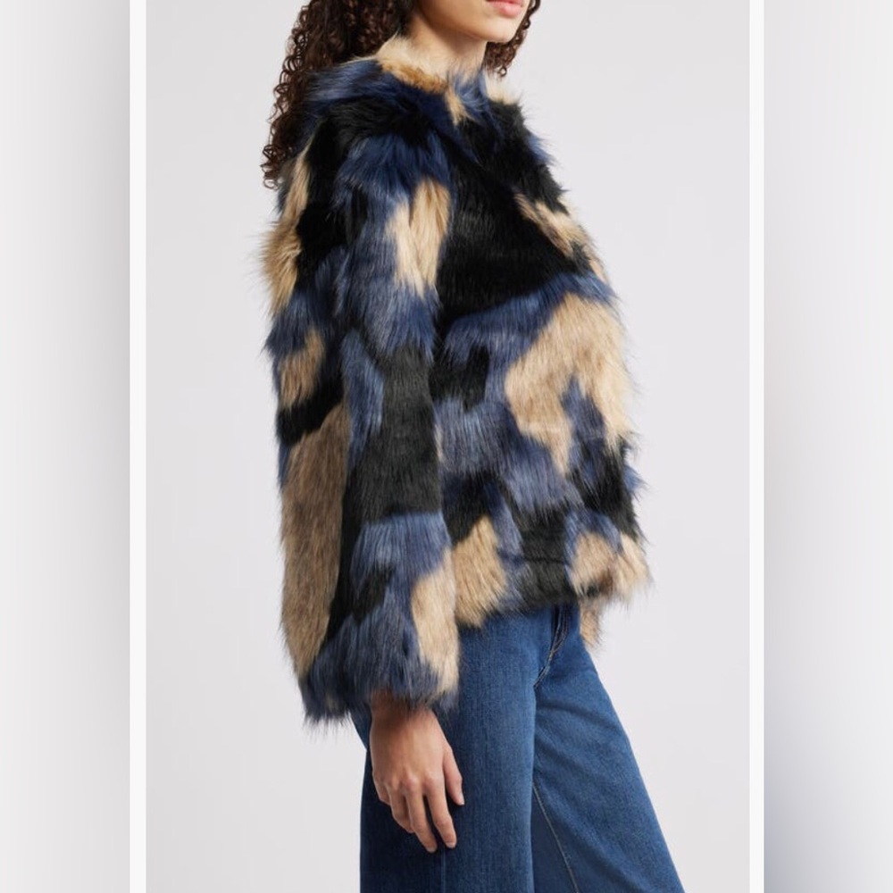 NWT $398 FARM Rio Multicolor Faux Fur Coat in Multicolor, Size X-Large! - Picture 3 of 6